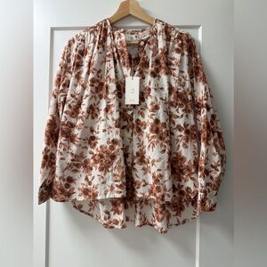 NWT Mille size XXS top light pink & brown floral
